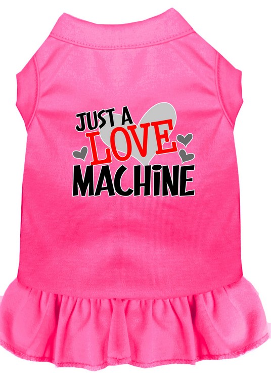 Love Machine Screen Print Dog Dress Bright Pink XS